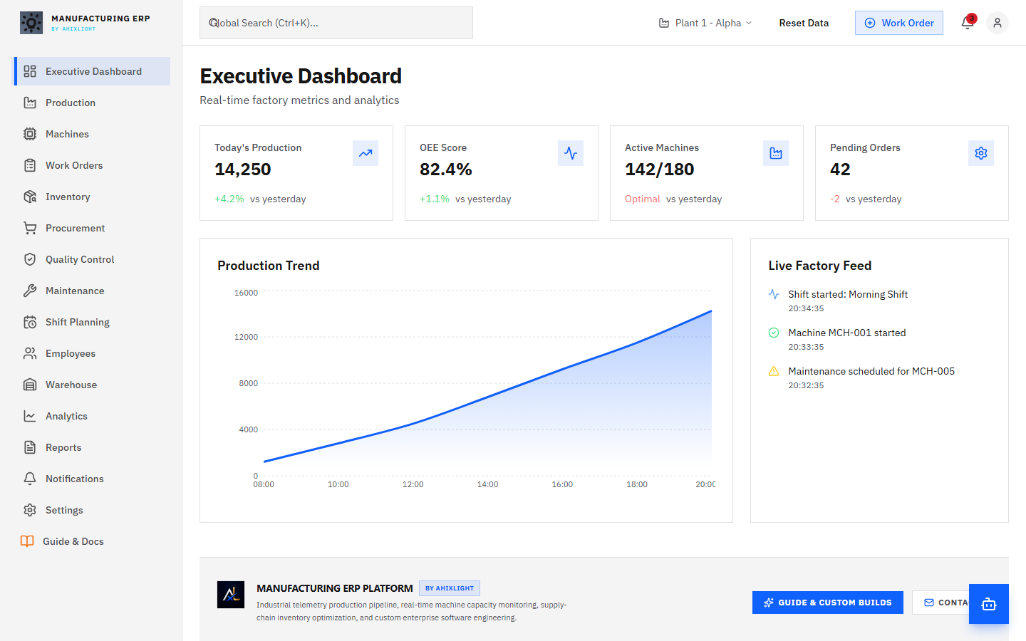 Manufacturing ERP Platform Preview Screenshot 1